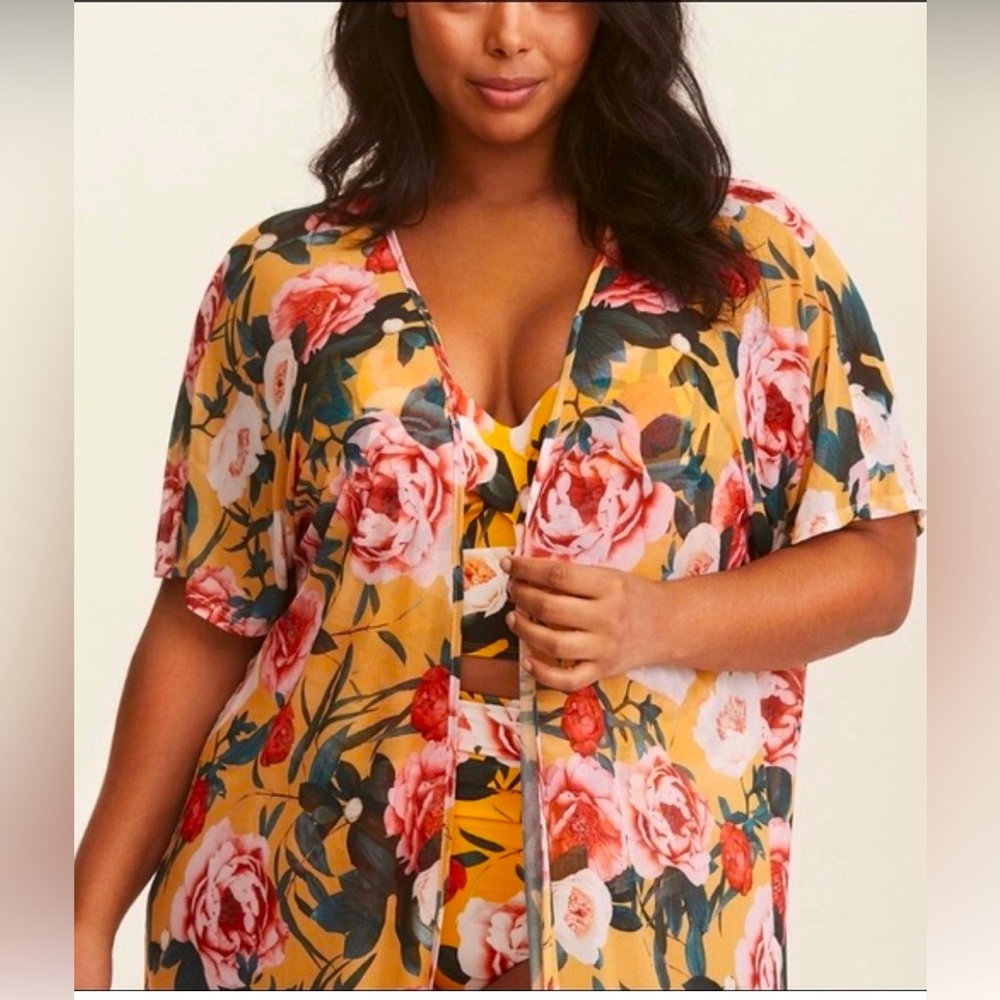 TORRID Swim Set (3)
1. Bikini Top
2. High Waist Bottom
3. Yellow Floral  Kimono